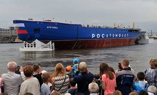 Arktika : Russia floats world's biggest nuclear power icebreaker