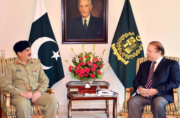 COAS Raheel Sharif pays farewell call on PM Nawaz Sharif