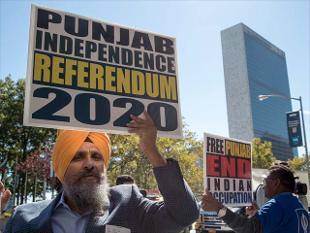 Sikhs stage anti India demonstration outside UN Headquarters in New York