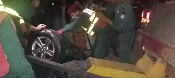 Four of a family die as car falls into drain in Gujranwala