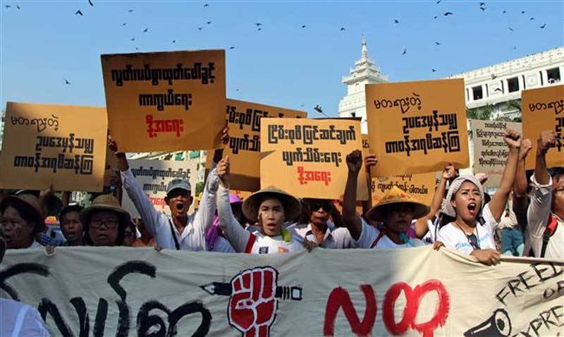 Hundreds march in Myanmar to oppose new curbs on protests