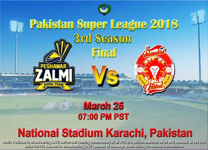 PSL Final: Peshawar Zalmi to face Islamabad United on Sunday