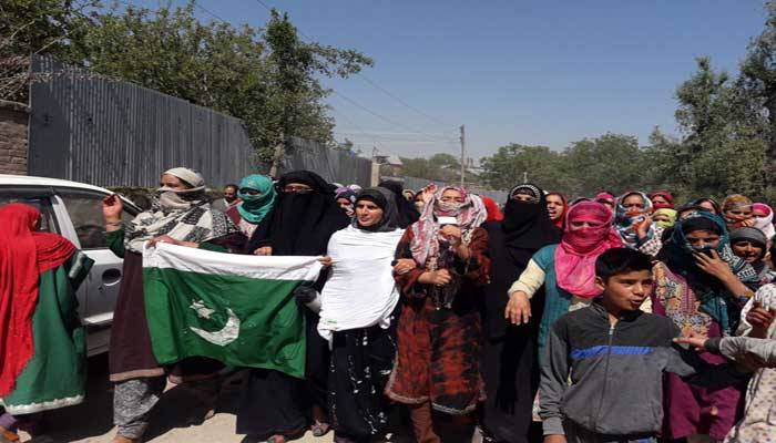 Kashmiri women stage protest demonstrations against Indian Army in occupied Kashmir