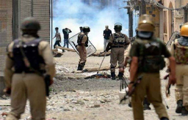 Indian Forces fire at the funeral procession of the martyred youth