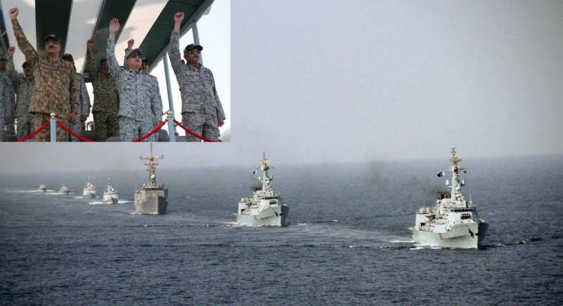 Pakistan Navy warships demonstrate fire power show in Arabian Sea