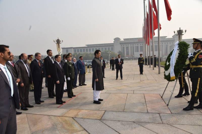 PM Imran Khan visits People's Heroes monument in Beijing