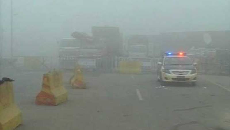 Different sections of Motorway closed for traffic due to dense fog