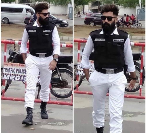 Photos of handsome traffic police officer in Karachi goes viral on social media