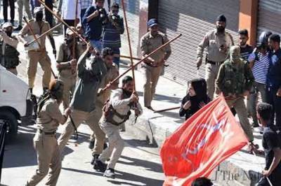 Indian Security Forces baton charge Muharram procession in Occupied Kashmir