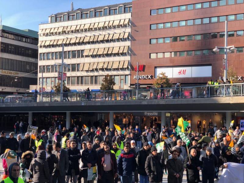 Massive protests held in Sweden capital Stockholm against India over Occupied Kashmir