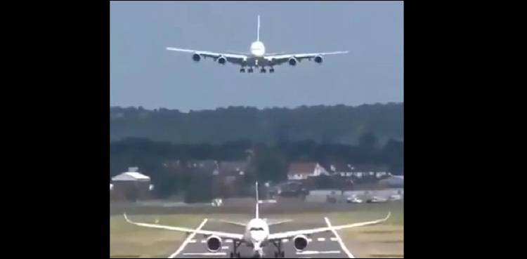 (VIDEO): Stunning Video of two planes taking off and landing using the same Runway goes viral on Internet