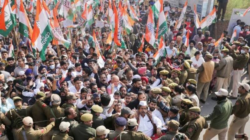 Indian National Congress held protest march against public harassment campaign by BJP in Jammu