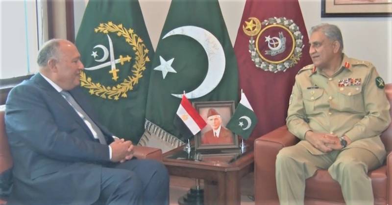 Egyptian Foreign Minister held meeting with COAS General Bajwa at GHQ