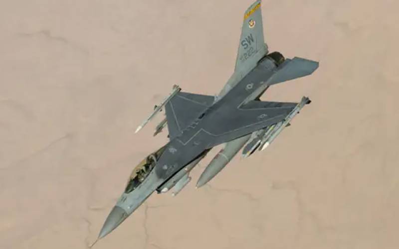 F - 16 fighter jet shoots down military drone