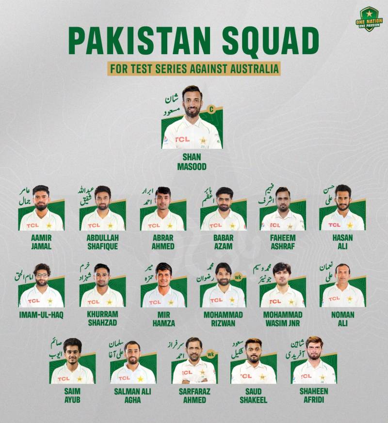 Pakistan 18 member squad for the Australia series announced