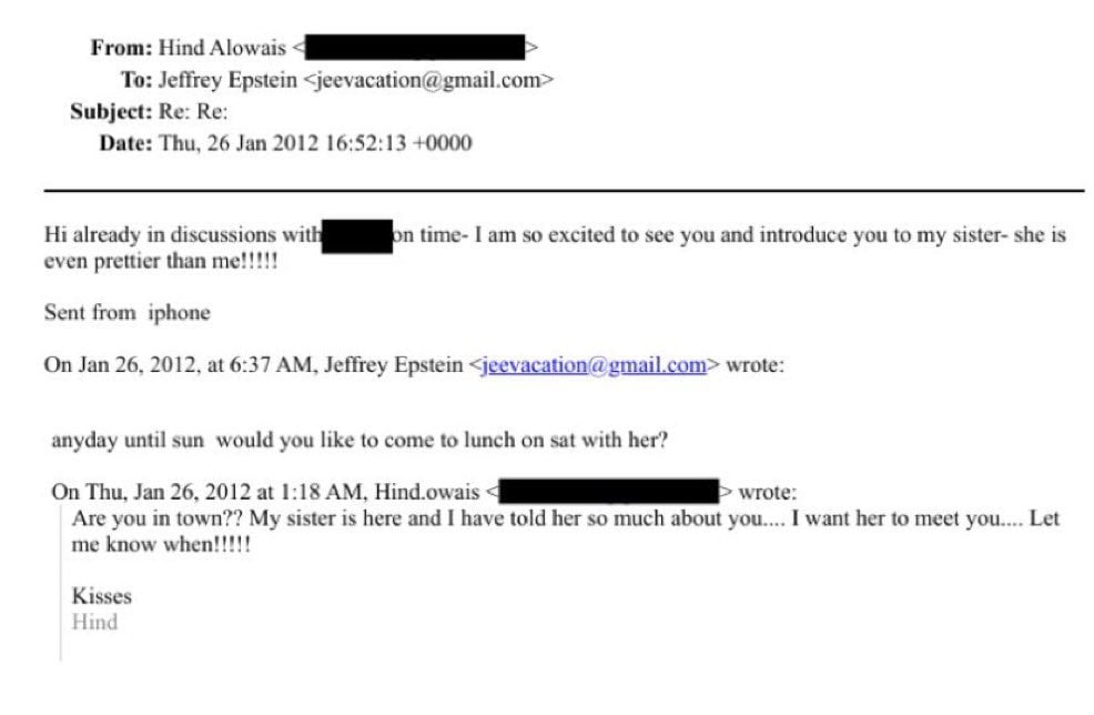 Hind Al-Owais: Emirati diplomat intimate emails to Jeffrey Epstein revealed