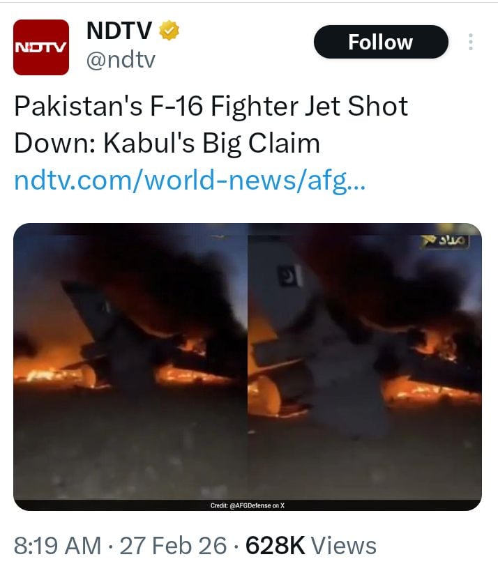 Has a Pakistani F-16 Shot Down in Afghanistan? Indian Media Claims Debunked