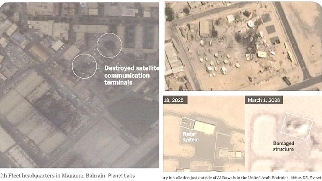 New York Times satellite imagery reveals Iran’s strategic strikes destroyed all major US radar systems in Gulf