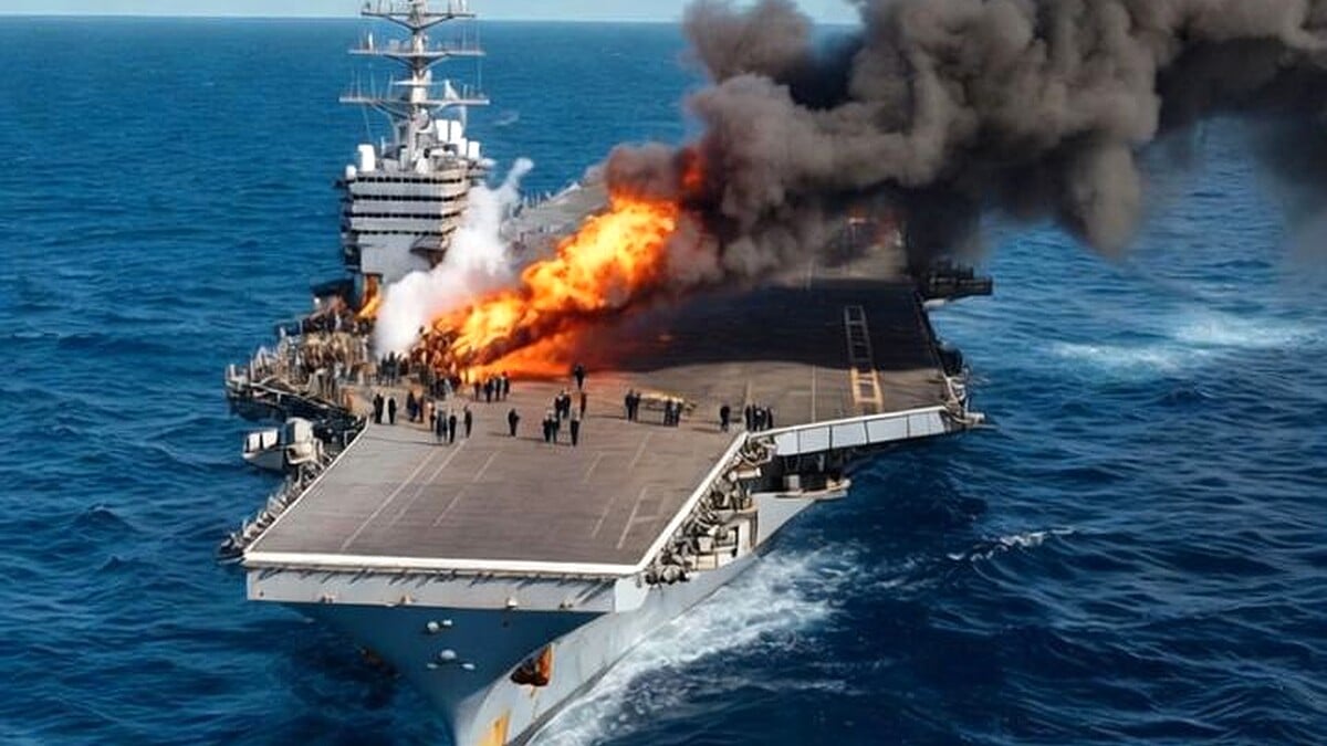 Fire Reported on US Aircraft Carrier USS Gerald R Ford in Red Sea