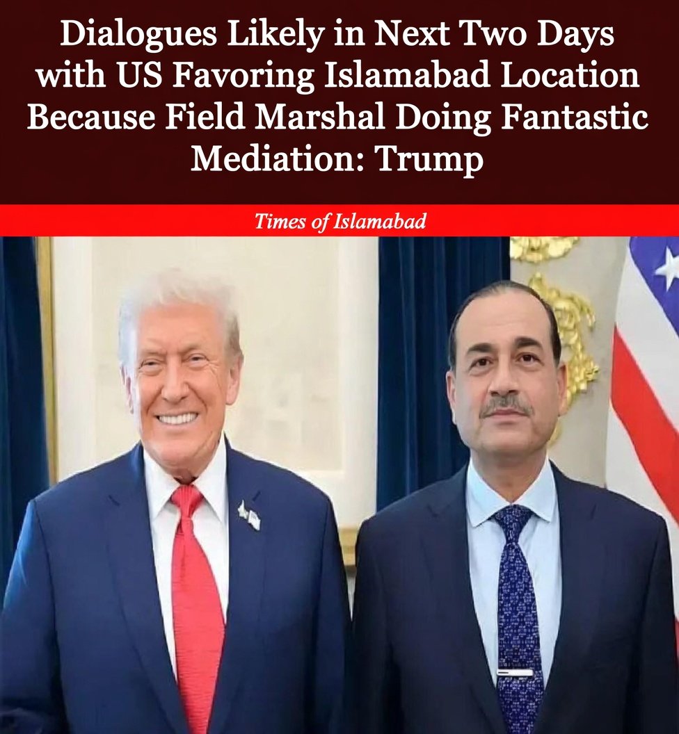 Dialogues Likely in Next Two Days Favoring Islamabad Because Field Marshal is Doing Fantastic Job: Trump 