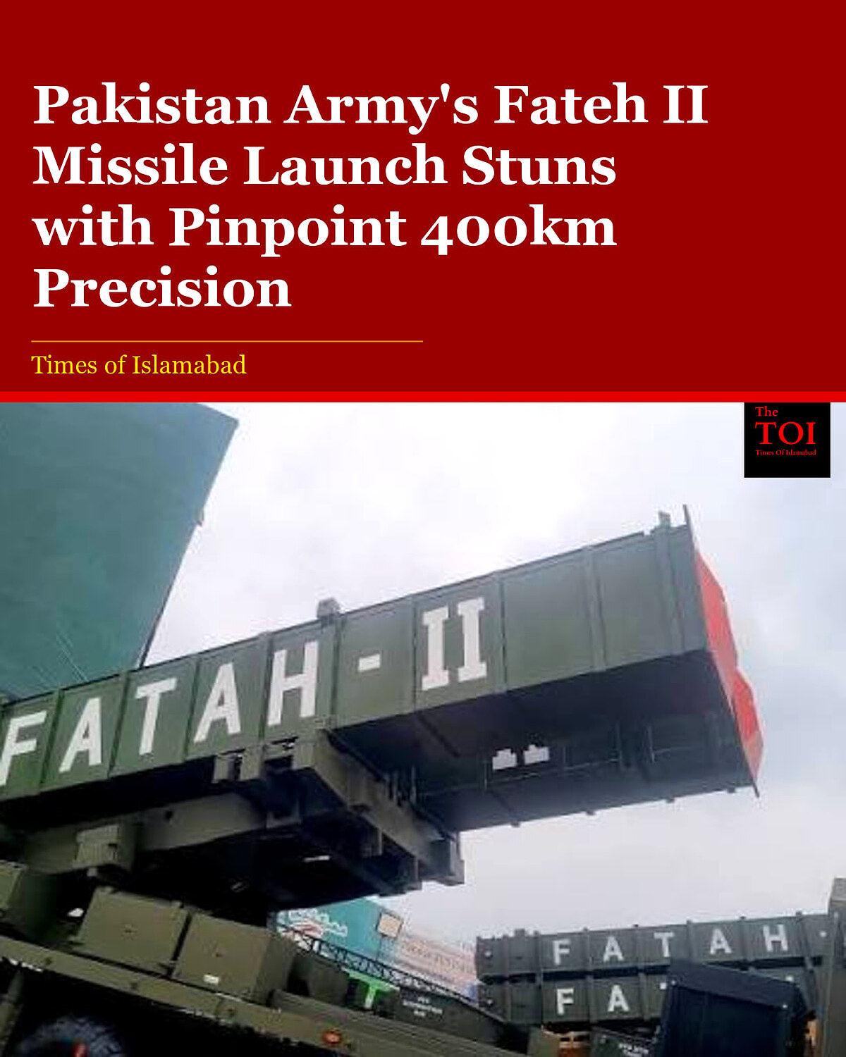 Pakistan Army Rocket Force Successfully Tests Fateh-II Missile with