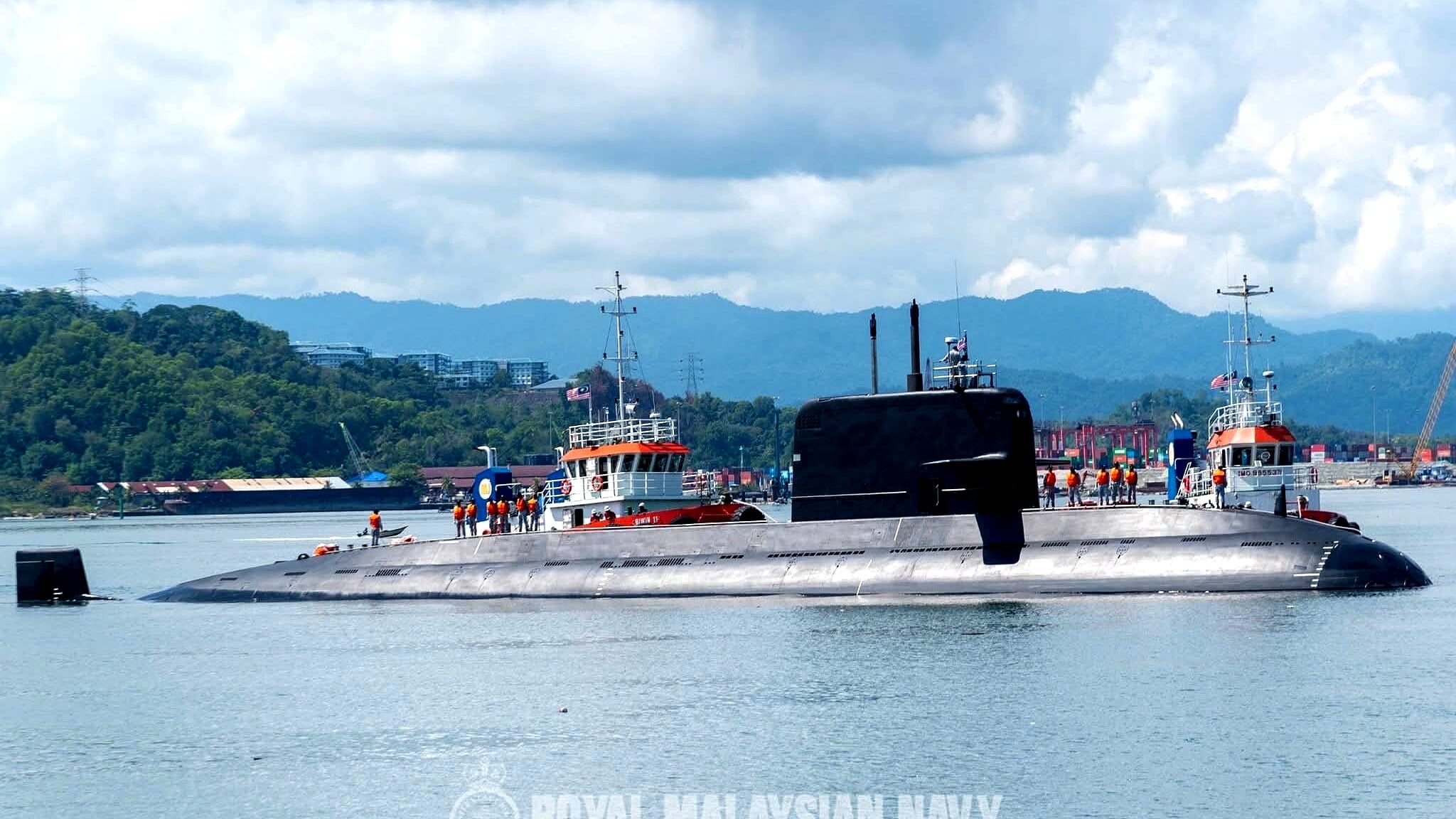 Pakistan Navy Hangor Submarine and Warship Docks in Malaysia