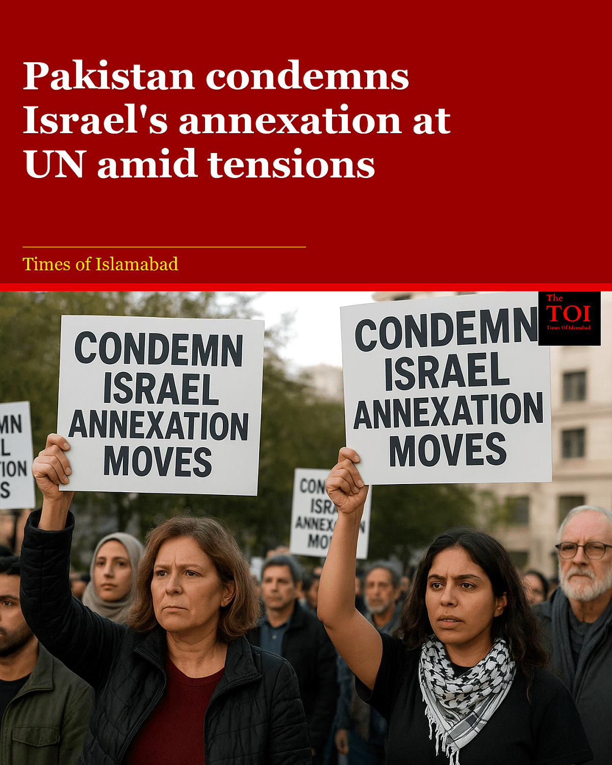 Condames Pakistan Condemns Israel's Annexation Moves at UN Amid High Tensions